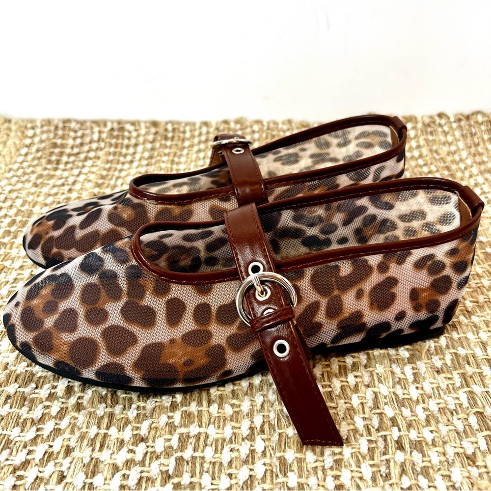 ATBELL • Women’s Mesh Ballet Mary Jane Flats • Leopard Print • Size: EU 38/US 8 - Picture 11 of 16